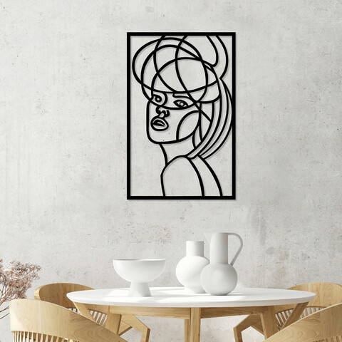 Decoratiune de perete, Portrait 2, Metal, Dimensiune: 45 x 70 cm, Negru