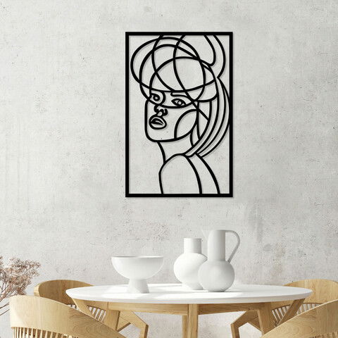 Decoratiune de perete, Portrait 2, Metal, Dimensiune: 45 x 70 cm, Negru