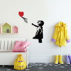 Decoratiune de perete, Banksy, Metal, Dimensiune: 105 x 85 cm, Negru/Roșu