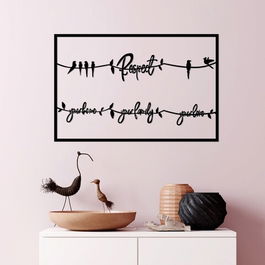 Decoratiune de perete, Respect / Your Home / Your Family / Your Love 2, Metal, Dimensiune: 75 x 45 cm, Negru