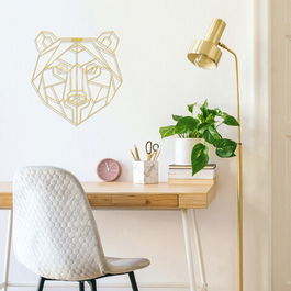 Decoratiune de perete, Bear, Metal, Dimensiune: 58 x 60 cm, Auriu