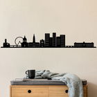 Decoratiune de perete, Toulouse Skyline 2, Metal, Dimensiune: 120 x 19 cm, Negru