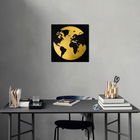 Decoratiune de perete, My World 2, Metal, Dimensiune: 50 x 50 cm, Aur/Negru