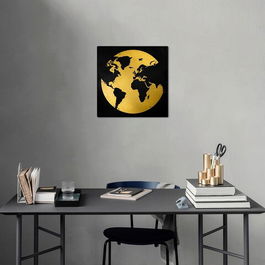 Decoratiune de perete, My World 2, Metal, Dimensiune: 50 x 50 cm, Aur/Negru