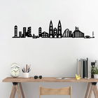 Decoratiune de perete, Eindhoven Skyline , Metal, Dimensiune: 119 x 26 cm, Negru