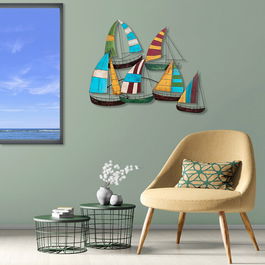 Decoratiune de perete, Kalyon, Metal, 104 x 84 cm, Multicolor