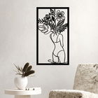 Decoratiune de perete, Flower Women 2, Metal, Dimensiune: 39 x 69 cm, Negru