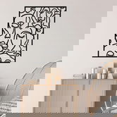 Decoratiune de perete, Faces 2, Metal, Dimensiune: 52 x 70 cm, Negru