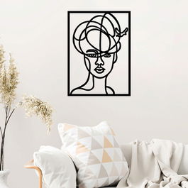 Decoratiune de perete, Portrait, Metal, Dimensiune: 52 x 70 cm, Negru