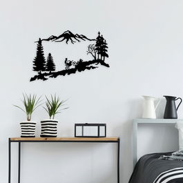 Decoratiune de perete, Promenade, Metal, Dimensiune: 85 x 50 cm, Negru