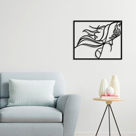 Decoratiune de perete, Wind And Woman 2, Metal, Dimensiune: 75 x 60 cm, Auriu