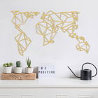 Decoratiune de perete, World Map Metal Decor10, Metal, 100 x 58 cm, Auriu