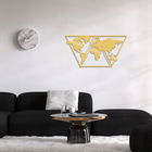 Decoratiune de perete, World Map Metal Decor 9, Metal, 100 x 50 cm, Auriu