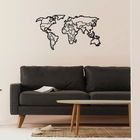 Decoratiune de perete, World Map Metal Decor 6, Metal, 100 x 53 cm, Negru