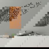 Decoratiune de perete, Tree And Birds 1, Lemn/metal, Dimensiune: 61 x 58 cm, Nuc / Negru
