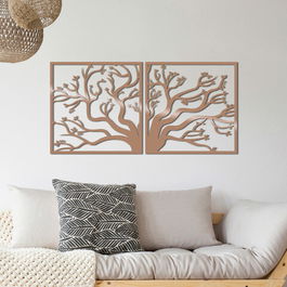 Decoratiune de perete, Tree2, Metal, 100 x 50 cm, Cupru