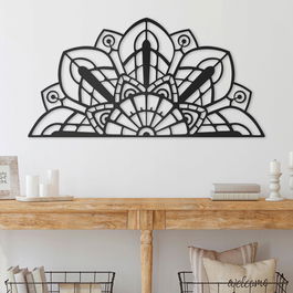 Decoratiune de perete, Mandala-S-6, Metal, Dimensiune: 118 x 1,5 x 59 cm, Negru