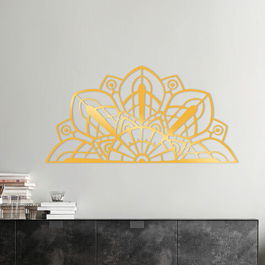 Decoratiune de perete, Mandala-S-6-Gold, Metal, Dimensiune: 118 x 1,5 x 59 cm, Auriu