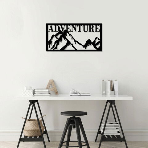 Decoratiune de perete, Adventure 2, Metal, Dimensiune: 57 x 100 cm, Negru