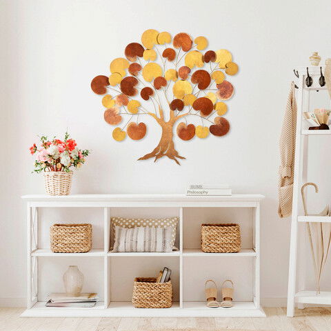 Decoratiune de perete, Lime Hazel 2, Metal, Dimensiune: 115 x 105 cm, Multicolor