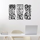 Decoratiune de perete, Totem, Metal, 30 x 70 cm, 3 piese, Negru