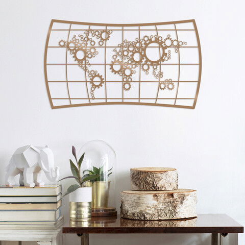 Decoratiune de perete, Wheel, Metal, 70 x 40 cm, Cupru