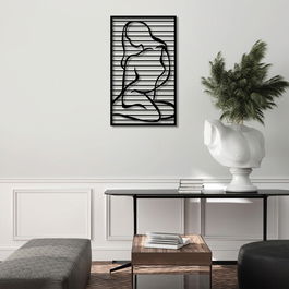 Decoratiune de perete, Woman, Metal, Dimensiune: 60 x 100 cm, Negru