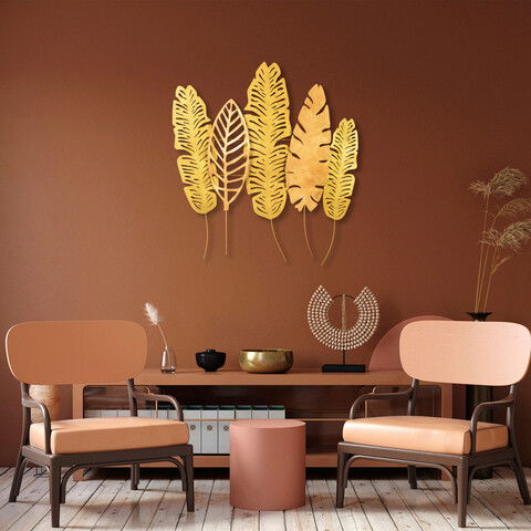 Decoratiune de perete, Leaves v10, Metal, Dimensiune: 115 x 107 cm, Multicolor