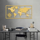 Decoratiune de perete, World Map Metal Decor 7, Metal, Dimensiune: 121 x 60 cm, Auriu