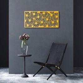 Decoratiune de perete, Decorative Panel 3, Metal, 100 x 48 cm, Auriu
