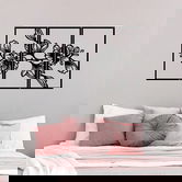 Decoratiune de perete, Flower 8, Metal, 37 x 65 cm, 3 piese, Negru
