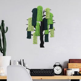 Decoratiune de perete, Treemac, Macrame, Metal, Verde / Verde închis / Mentă / Negru