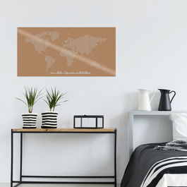 Decoratiune de perete, World Map Metal Decor 8, Metal, Dimensiune: 120 x 60 cm, Cupru