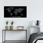 Decoratiune de perete, World Map Metal Decor 8, Metal, Dimensiune: 120 x 60 cm, Negru
