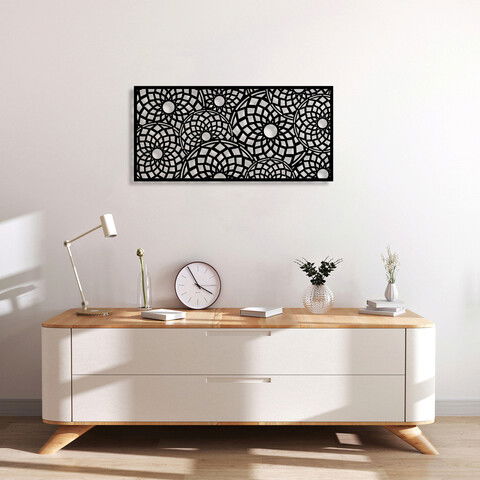 Decoratiune de perete, Decorative Panel 1, Metal, 100 x 48 cm, Negru