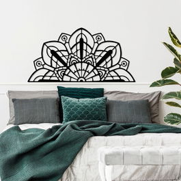 Decoratiune de perete, Mandala 6, Metal, Dimensiune: 150 x 76 cm, Negru