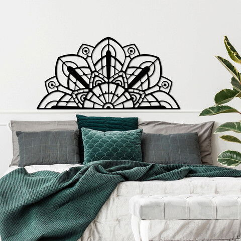 Decoratiune de perete, Mandala 6, Metal, Dimensiune: 150 x 76 cm, Negru