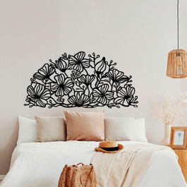 Decoratiune de perete, Flower, Metal, Dimensiune: 154 x 76 cm, Negru