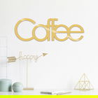 Decoratiune de perete, Coffee Metal Decor, Metal, Dimensiune: 50 x 17 cm, Auriu