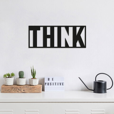 Decoratiune de perete, Think, Metal, Dimensiune: 50 x 20 cm, Negru