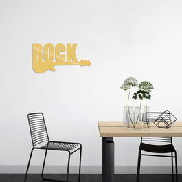 Decoratiune de perete, Rock, Metal, Dimensiune: 50 x 25 cm, Auriu