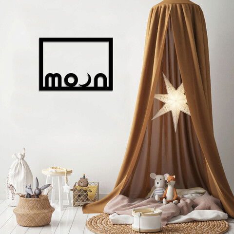 Decoratiune de perete, Moon, Metal, Dimensiune: 40 x 29 cm, Negru