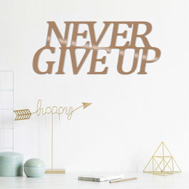Decoratiune de perete, Never Gıve Up, Metal, Dimensiune: 50 x 20 cm, Cupru