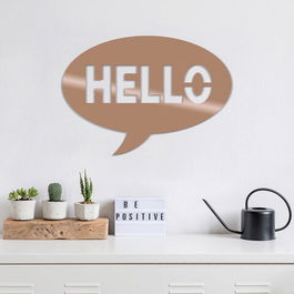 Decoratiune de perete, Hello, Metal, Dimensiune: 49 x 35 cm, Cupru