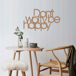 Decoratiune de perete, Dont Worry Be Happy, Metal, Dimensiune: 50 x 30 cm, Cupru