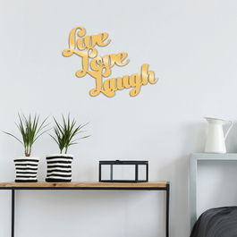 Decoratiune de perete, Lıve Love Laugh Metal Decor, Metal, Dimensiune: 52 x 38 cm, Auriu
