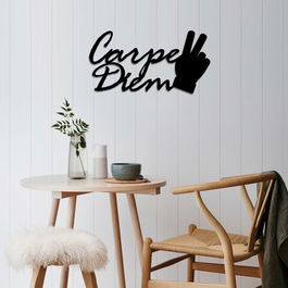 Decoratiune de perete, Carpediem 2, Metal, Dimensiune: 50 x 26 cm, Negru