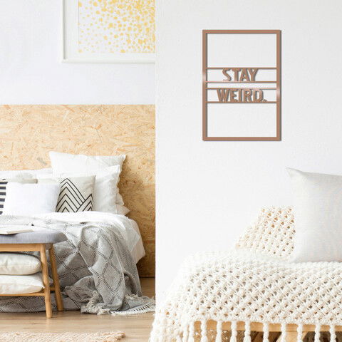 Decoratiune de perete, Stay Weırd, Metal, Dimensiune: 35 x 50 cm, Cupru