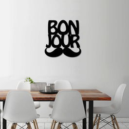 Decoratiune de perete, Bonjur, Metal, Dimensiune: 49 x 49 cm, Negru