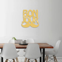 Decoratiune de perete, Bonjur, Metal, Dimensiune: 49 x 49 cm, Auriu